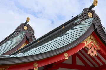 Temple in Japan with traditional Japanese ornaments