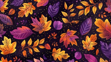 Autumn seamless vector pattern with colorful leaves, perfect for floral design or fall wallpaper