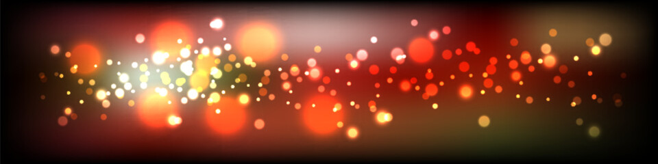 Red and fire orange bokeh on a black background, bokeh abstract background, modern technological abstract background.