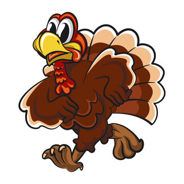 recommend clip art: The cartoon thanksgiving character mascot of a turkey walking, work of handmade