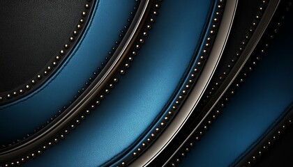 Naklejka premium Abstract Blue and Black Leather Texture with Gold Studs