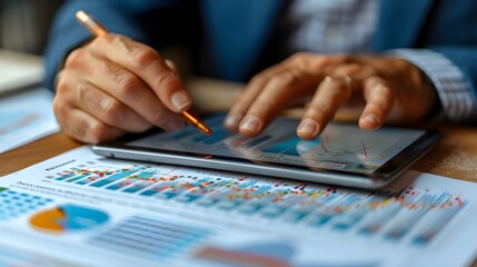 Business audit stock financial finance management on analysis data strategy with graph accounting marketing or report chart economy investment research profit concept.