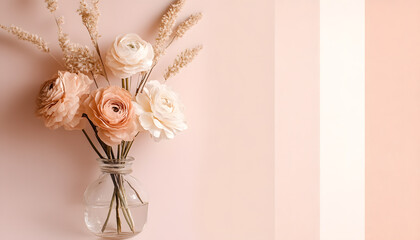 Obraz premium A solid color, like beige or soft pink, that provides a clean and unintrusive backdrop