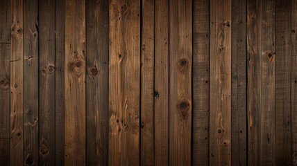 Fototapeta premium Fond de planche de bois marron foncé, papier peint. Vieux fond en bois texturé foncé grunge, la surface de la vieille texture de bois brun, vue de dessus lambris en bois de pin brun. 