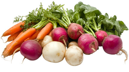 Fresh Carrots  Red Radishes and Turnips