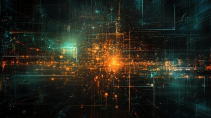 Abstract Digital Network Connection, Glowing Lines, Technology Background, Futuristic Cyberspace, Data Flow