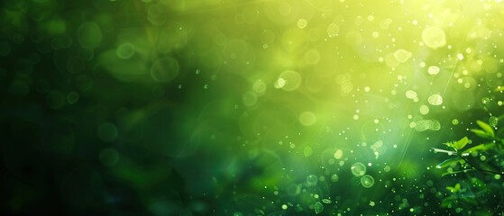 Abstract Green Nature Background with Bokeh Lights and Lush Foliage