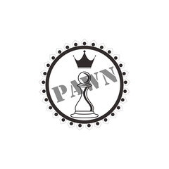 Pawn to king logo. A unique and memorable design featuring a pawn transformed into royalty. Perfect for businesses that offer pawn services and focus on customer satisfaction and value.  