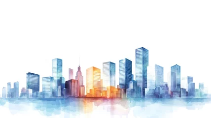 Urban development, new skyscrapers rising, watercolor style