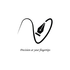 Elegant vector illustration of a fountain pen, symbolizing precision, creativity, and the art of writing. The graceful curve of the pen and the intricate details of the nib create a sense of sophistic