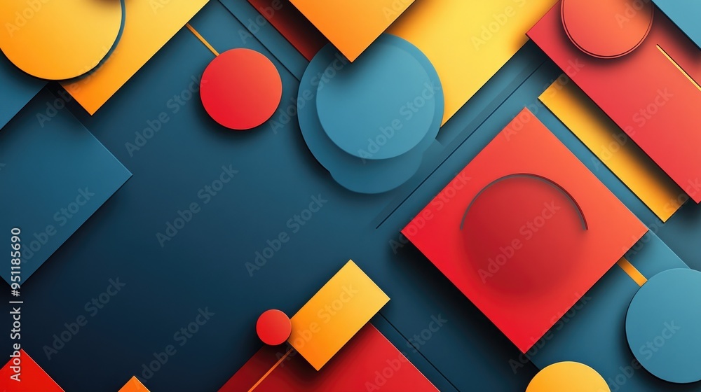 Poster a geometric wallpaper with bold, colorful shapes, creating a dynamic and energetic background with a