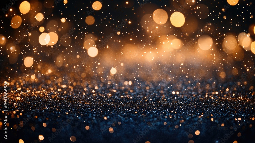 Poster a glittery gold sparkle pattern forming a frame on a dark background with copy space in the center.