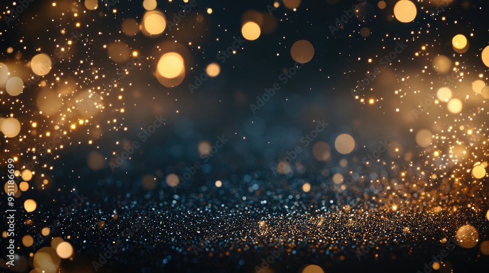 Aufkleber a glittery gold sparkle pattern forming a frame on a dark background with copy space in the center.