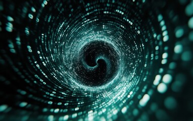 Fototapeta premium Abstract Digital Tunnel of Binary Code in Green and Black