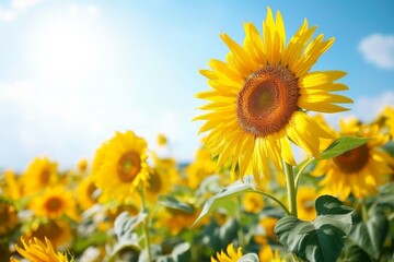 Fototapeta premium field of blooming sunflowers