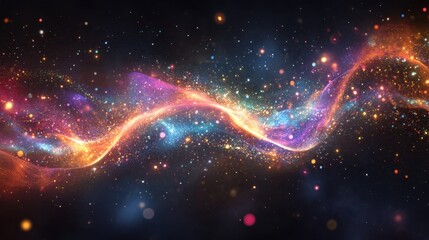 Fototapeta premium Abstract Cosmic Background with Colorful Nebula and Glitter Dust.