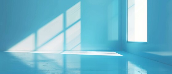 Minimalist Blue Room with Window Light