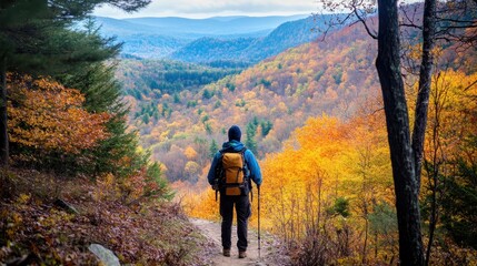 Obraz premium Autumn Hike Through Vibrant Mountain Landscape