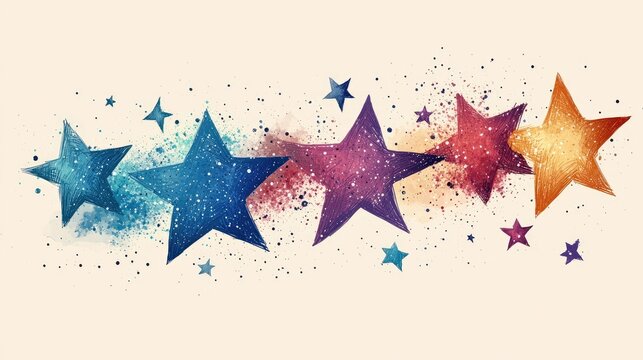 A group of hand drawn stars of varying sizes, clustered together on a simple background, perfect for adding a fun and informal touch with space for text.