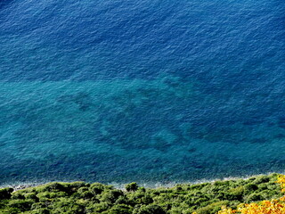 Picturesque aerial view of tropical water in Terre de Haut, les Saintes, Guadeloupe. French west...