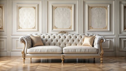Luxurious sofa mockup against an elegant interior wall backdrop, sofa, mockup, interior, wall, luxury, elegant
