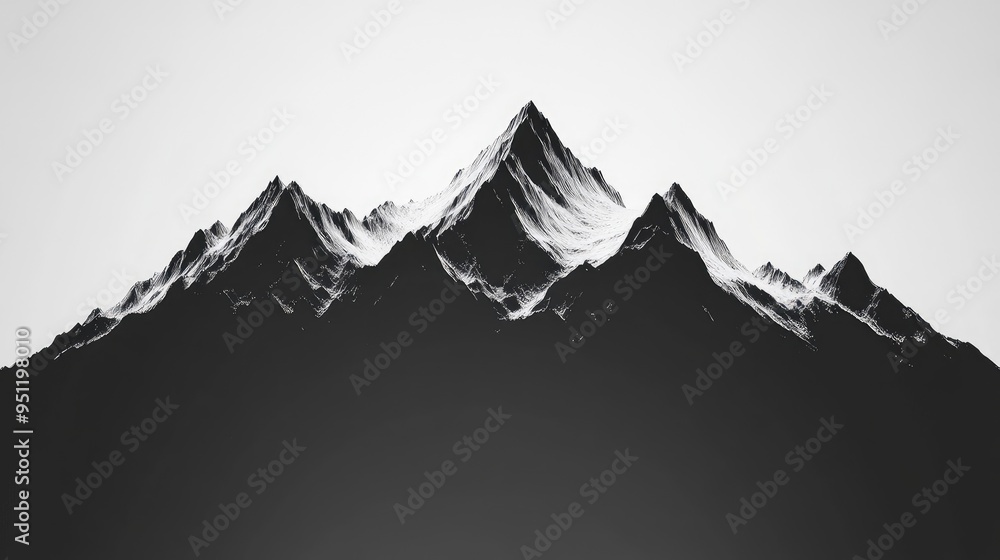 Poster a jagged mountain outline with sharp edges, set against a plain background, offering a bold and stri