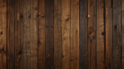 Naklejka premium Fondo de tablón de madera de color marrón oscuro, papel tapiz. Antiguo fondo de madera con textura oscura grunge, la superficie de la antigua textura de madera marrón, vista superior de paneles. 