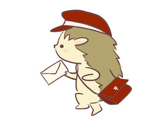 郵便屋さんのハリネズミのイラスト