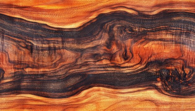 Exotic cocobolo wood with vibrant, reddish tones and intricate grain, suitable for luxury accessories, luxury wood texture, artistic luxury