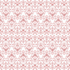 Fototapeta premium Classic Damask seamless pattern, Wallpaper in the style of Baroque, Vintage background, Luxury rose gold floral Graphic pattern for fabric, curtain, packaging, Vector Illustration for Textile Design