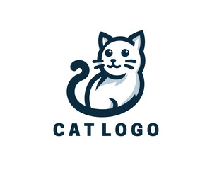 Cute Cat logo design icon symbol vector illustration