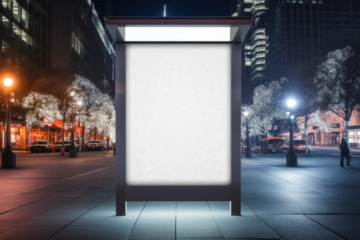 PNG Urban night bus stop mockup, transparent background