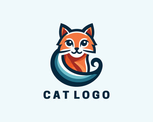 Beautiful Cat logo design icon symbol vector illustration