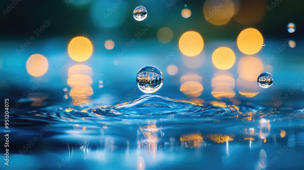 Aufkleber a macro shot of multiple water droplets on a surface, showcasing their round shapes and light reflec