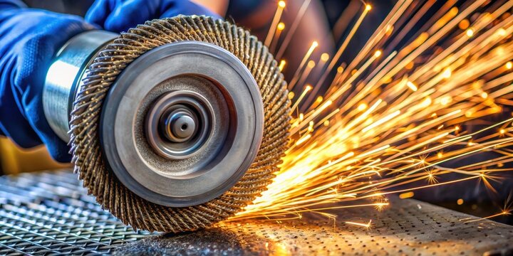 Metal cleaning in welding areas using a flap disc for angle grinder , industrial, steel, fabrication, equipment