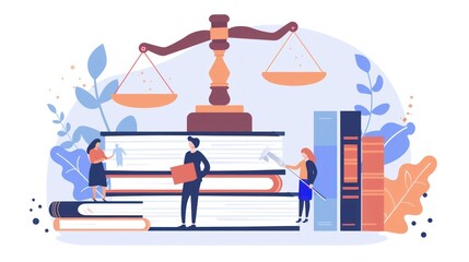 Justice and Law Books Illustration