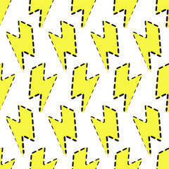 Yellow Thunder cute pattern with doted outline 