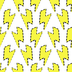 Yellow Thunder cute pattern with doted outline 
