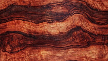 Naklejka premium Richly polished zebrano wood with bold, dark stripes, perfect for luxury furniture accents, luxury wood texture, exotic refinement