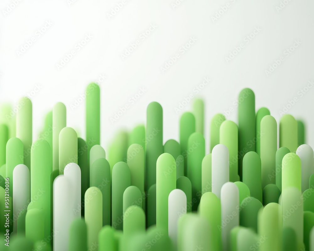 Poster growing graph with meadows, 3d render, data visualization