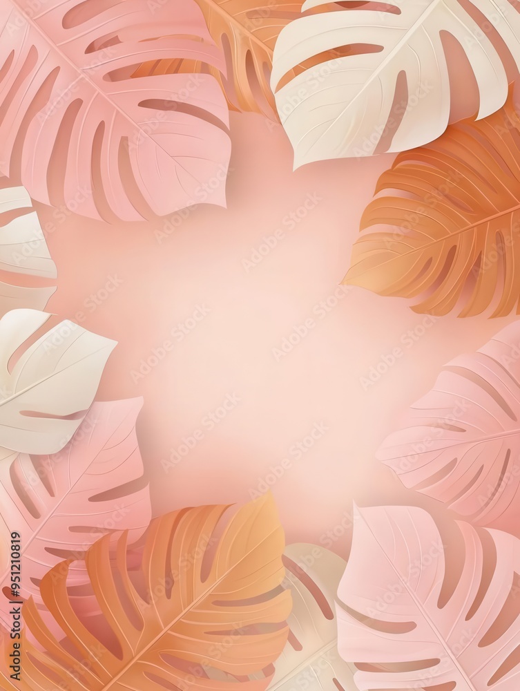 Poster Boho style tropical background template with a unique abstract design element.