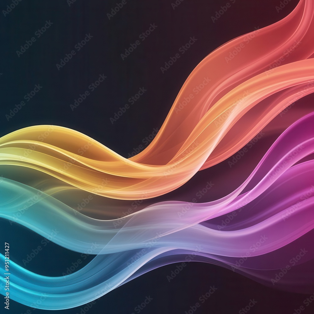 Poster abstract rainbow-colored thin wavy wires, dynamic background add a vibrant touch to any design proje