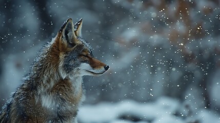 Obraz premium A jackal breathe in winter