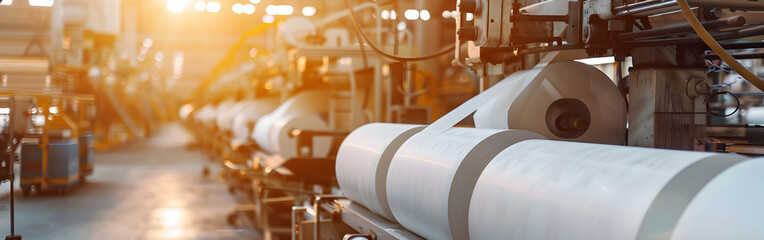 Large plant for the production of paper and cardboard. modern equipment in background