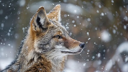 Obraz premium A jackal breathe in winter