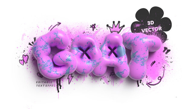 Goat 3d inflated editable text effect