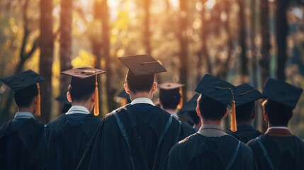 Obraz premium Graduation Ceremony in a Sunny Forest