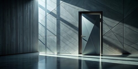 3D Isolated Door Concept Modern Architectural Design Futuristic Minimalist Abstract Geometric Shadows Silhouette Industrial Contemporary