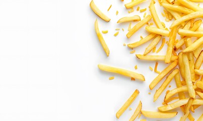French fries on white background. 