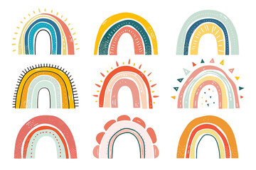 PNG cute rainbow element set, transparent background